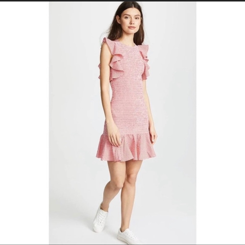 C/MEO Collective Red and White Flutter Dress